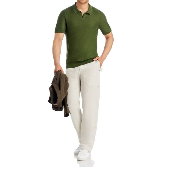 Hugo Boss Men's Short Sleeve BOSS Tempio Polo Shirt Open Collar Slim Fit Green - Picture 6 of 7